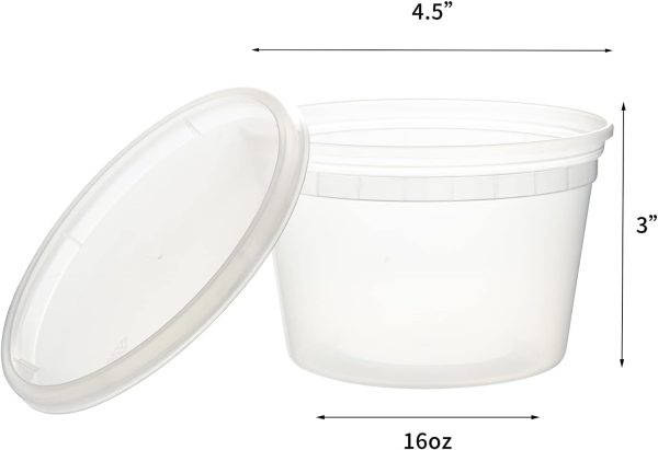 [48Set - 16oz.] Plastic Deli Food Storage Containers With Plastic Lids, Disposable togo containers for soup, Meal Prep, Slime | BPA Free | Stackable | Leakproof | Microwave | Dishwasher | Freezer Safe - Image 2
