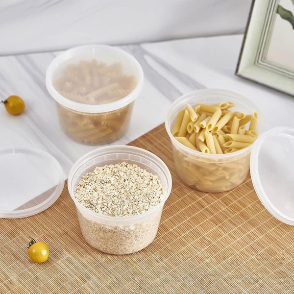 [48Set - 16oz.] Plastic Deli Food Storage Containers With Plastic Lids, Disposable togo containers for soup, Meal Prep, Slime | BPA Free | Stackable | Leakproof | Microwave | Dishwasher | Freezer Safe - Image 7