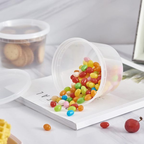 [48Set - 16oz.] Plastic Deli Food Storage Containers With Plastic Lids, Disposable togo containers for soup, Meal Prep, Slime | BPA Free | Stackable | Leakproof | Microwave | Dishwasher | Freezer Safe - Image 8