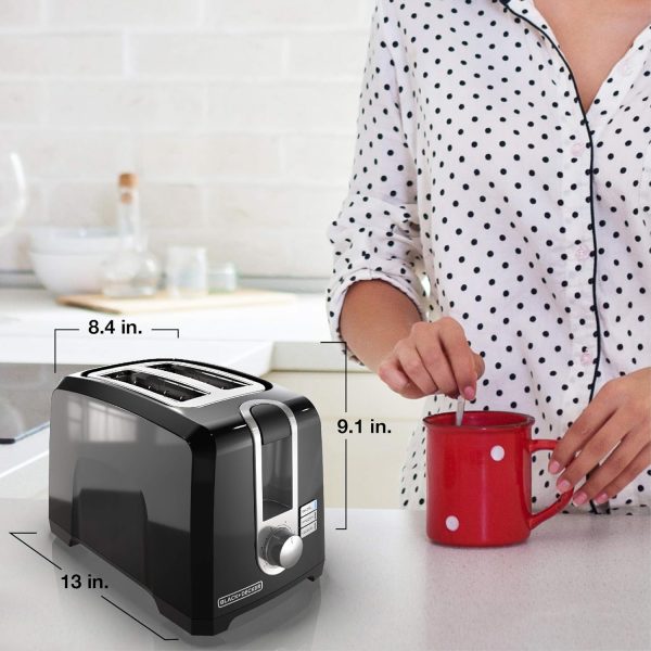 BLACK+DECKER 2-Slice Toaster, T2569B, Extra Wide Slots, 6 Shade Settings, 850 Watts, Crub Tray, Cancel Button - Image 5