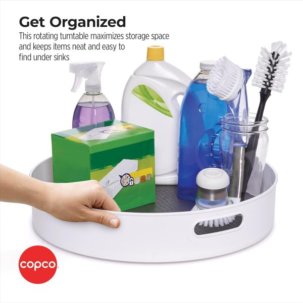Copco Under-Sink Pantry and Cabinet Organizer, 18-Inch, Revolving Storage Solution, White and Gray - Image 5