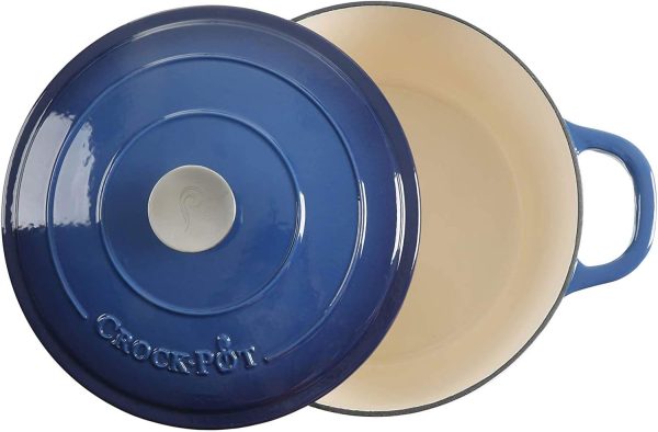 Crock-Pot Artisan Round Enameled Cast Iron Dutch Oven, 7-Quart, Sapphire Blue - Image 2