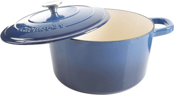 Crock-Pot Artisan Round Enameled Cast Iron Dutch Oven, 7-Quart, Sapphire Blue - Image 3