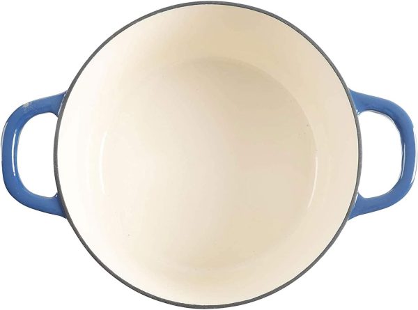 Crock-Pot Artisan Round Enameled Cast Iron Dutch Oven, 7-Quart, Sapphire Blue - Image 4