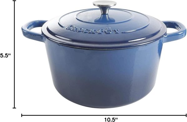 Crock-Pot Artisan Round Enameled Cast Iron Dutch Oven, 7-Quart, Sapphire Blue - Image 7