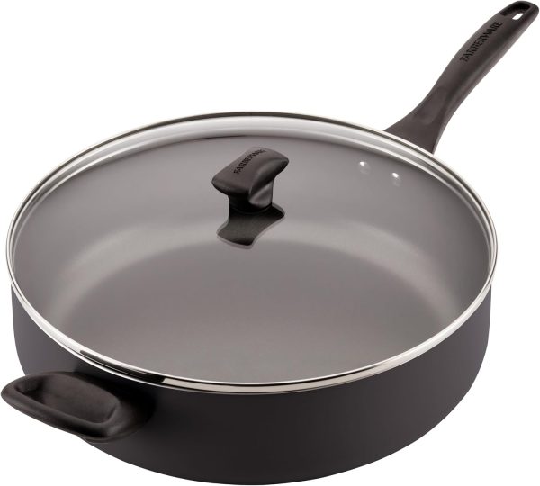 Farberware Dishwasher Safe Nonstick Jumbo Cooker/Saute Pan with Helper Handle - 6 Quart, Black - Image 6