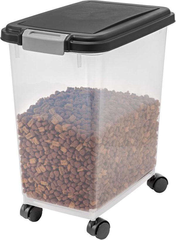 IRIS USA Airtight Dog Food Storage Container, Up to 30 lbs, Attachable Wheels, for Dog Cat Bird and other Pet Food Storage Bin, Keep Fresh, Easy Mobility, BPA Free, Black - Image 3