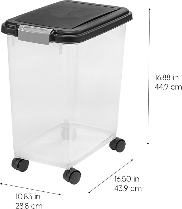 IRIS USA Airtight Dog Food Storage Container, Up to 30 lbs, Attachable Wheels, for Dog Cat Bird and other Pet Food Storage Bin, Keep Fresh, Easy Mobility, BPA Free, Black - Image 7
