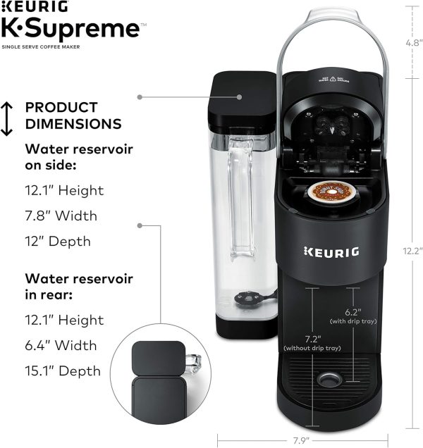 Keurig K-Supreme Single Serve K-Cup Pod Coffee Maker, MultiStream Technology, 4 Brew Sizes, 66oz Dual-Position Removable Reservoir, Black - Image 9