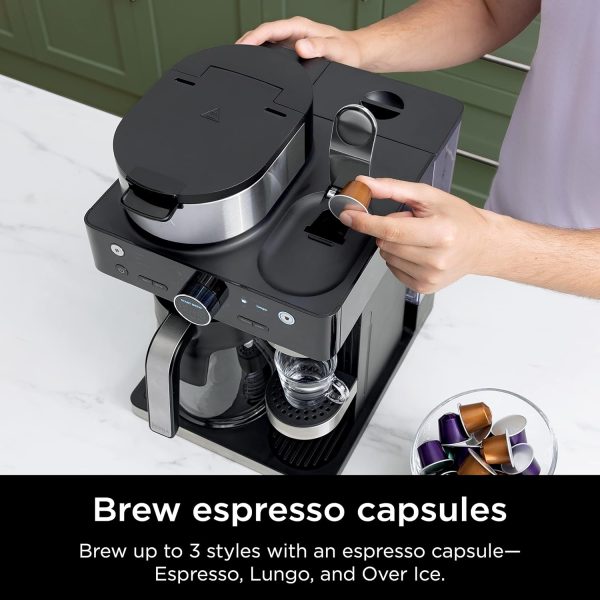 Ninja Espresso & Coffee Maker & Barista System, 3 Espresso Brew Styles, Single-Serve Coffee & Nespresso Capsule Compatible, Built-in Frother, Espresso, Cappuccino & Latte Maker, Black, CFN601 - Image 3