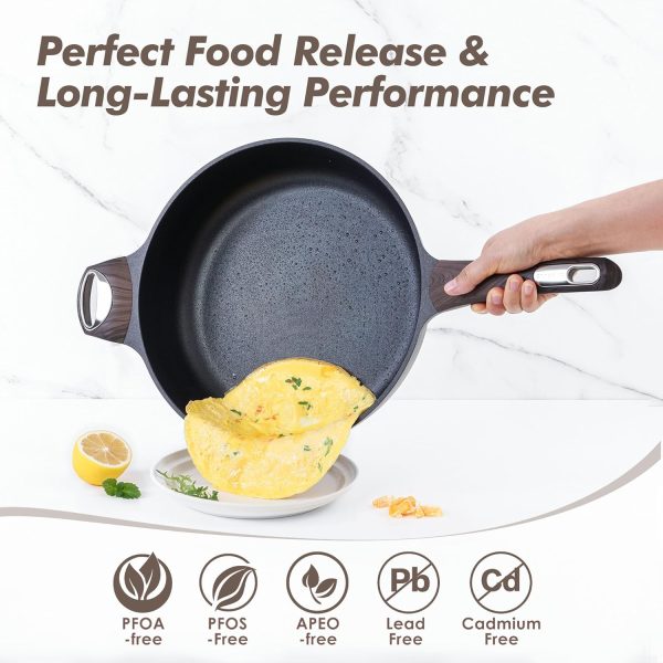 SENSARTE Nonstick Deep Frying Pan Skillet, 10/11/12-inch Saute Pan with Lid, Stay-cool Handle, Chef Pan Healthy Stone Cookware Cooking Pan, Induction Compatible, PFOA Free (10-Inch) - Image 2