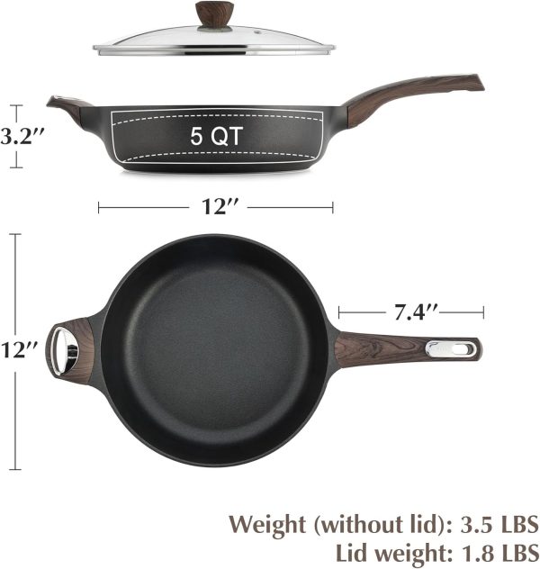 SENSARTE Nonstick Deep Frying Pan Skillet, 10/11/12-inch Saute Pan with Lid, Stay-cool Handle, Chef Pan Healthy Stone Cookware Cooking Pan, Induction Compatible, PFOA Free (10-Inch) - Image 7