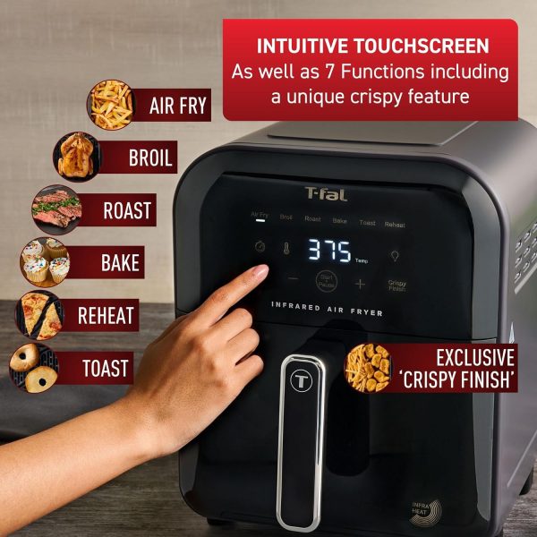T-fal Infrared Air fryer, Premium Infra-heat Technology, 7 in 1, Extra Crispy, Fast Heat-up, 6.3 Quart, 1550W, Digital Touch screen, Black - Image 5