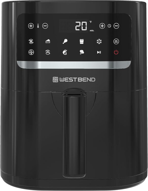 West Bend Compact Air Fryer 5-Quart Capacity with Digital Controls and 10 Cooking Presets, Nonstick Frying Basket, 1500-Watts, Black - Image 5