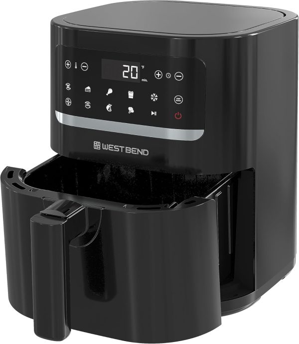 West Bend Compact Air Fryer 5-Quart Capacity with Digital Controls and 10 Cooking Presets, Nonstick Frying Basket, 1500-Watts, Black - Image 8