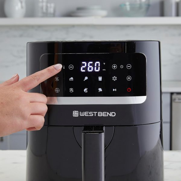 West Bend Compact Air Fryer 5-Quart Capacity with Digital Controls and 10 Cooking Presets, Nonstick Frying Basket, 1500-Watts, Black - Image 9